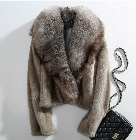 Genuine Mink Coat With Big Fur Collar