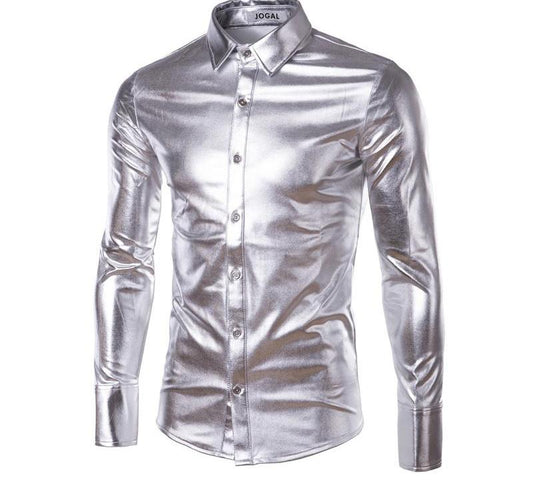 Metallic Night Club Long Sleeve Button Down (Multi. Colors)